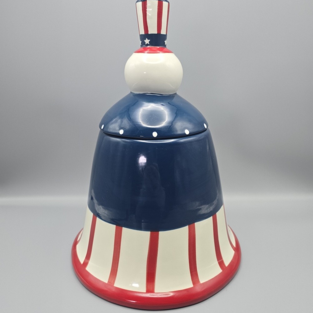 Johanna‎ Parker Carnival Cottage Mr Liberty Bell Cookie Jar Patriotic Canister - Picture 7 of 16